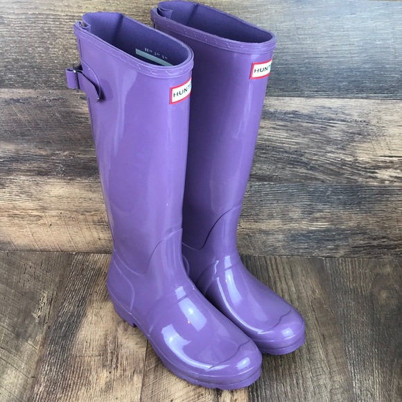 Hunter Shoes - Hunter Lilac Purple Tall Gloss Rubber Rain Boots